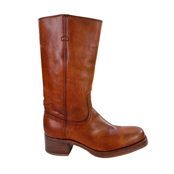 Vintage FRYE 1970s Black Label Campus Boots Mens Size 12 D Orange Leather 2556 - Picture 3 of 16